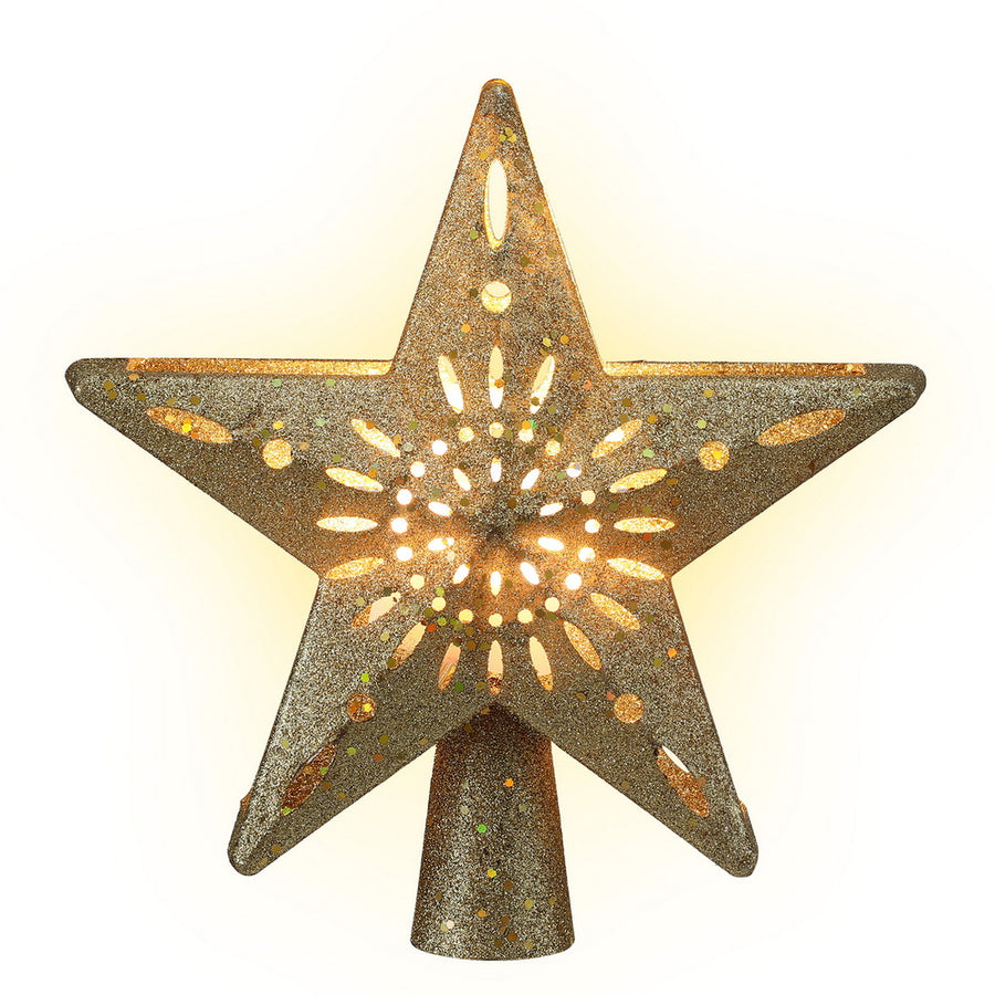 Jingle Jollys Christmas Tree Topper Star Snowflake Projector Party Glitter Gold - SuperSaverAU - view 1