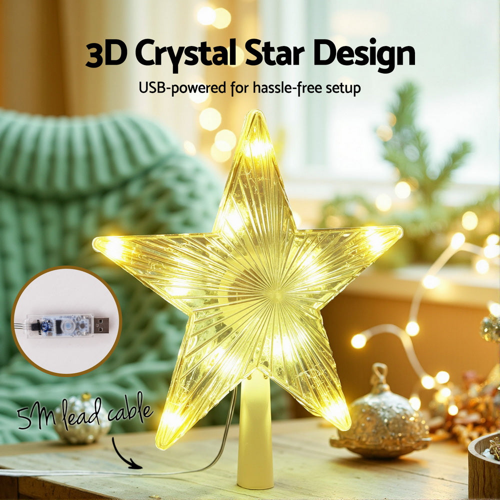 Jingle Jollys Christmas Tree Topper Star RGB LED Xmas Decor 80 Modes APP Control - SuperSaverAU - view 5