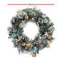 Jingle Jollys 60cm Christmas Wreath with LED Lights Snowy Garland Xmas Decor - SuperSaverAU - view 2