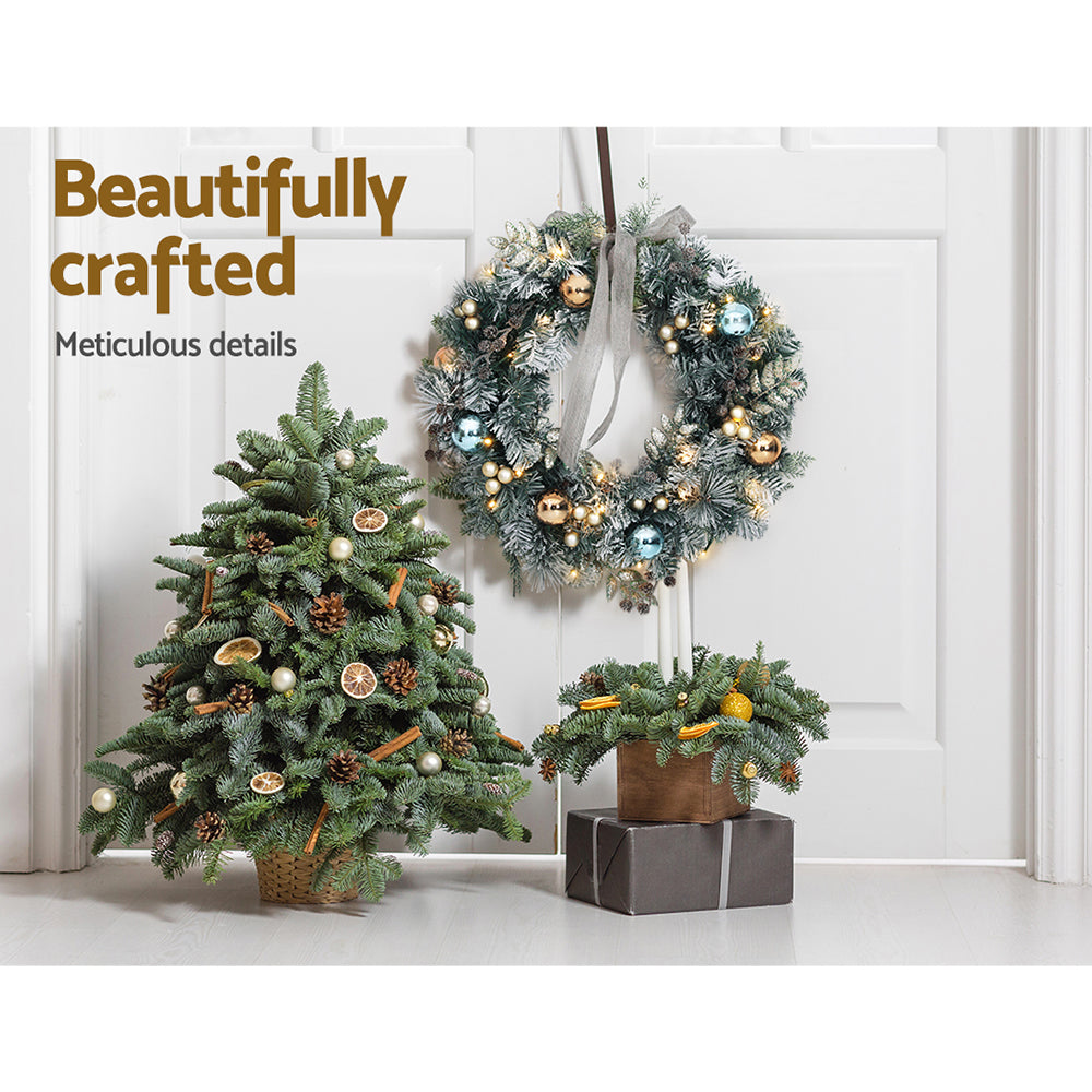 Jingle Jollys 60cm Christmas Wreath with LED Lights Snowy Garland Xmas Decor - SuperSaverAU - view 7