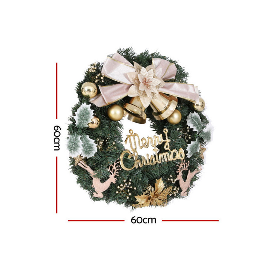 Jingle Jollys Christmas Wreath 60CM Garland Flowers Baubles Party Decorations - SuperSaverAU - view 1