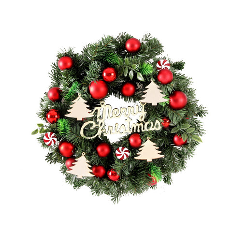 Jingle Jollys Christmas Wreath 40CM Xmas Garland Baubles Ornaments Party Decor - SuperSaverAU - view 1