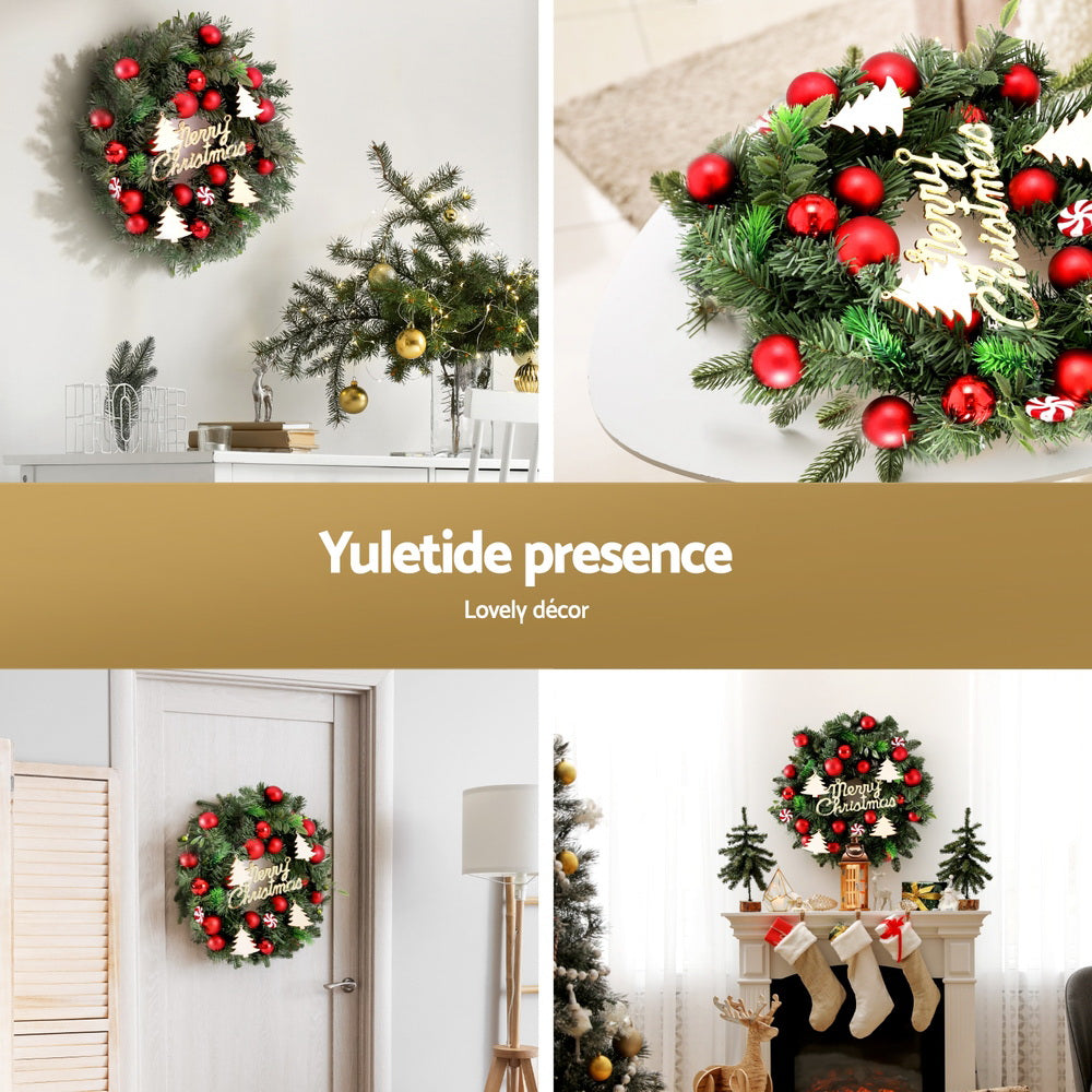 Jingle Jollys Christmas Wreath 40CM Xmas Garland Baubles Ornaments Party Decor - SuperSaverAU - view 4