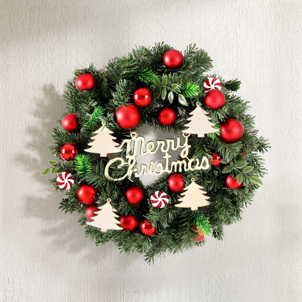 Jingle Jollys Christmas Wreath 40CM Xmas Garland Baubles Ornaments Party Decor - SuperSaverAU - view 5
