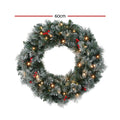Jingle Jollys 60cm Christmas Wreath LED Lights Snowy Berries Garland Party Decor - SuperSaverAU - view 2