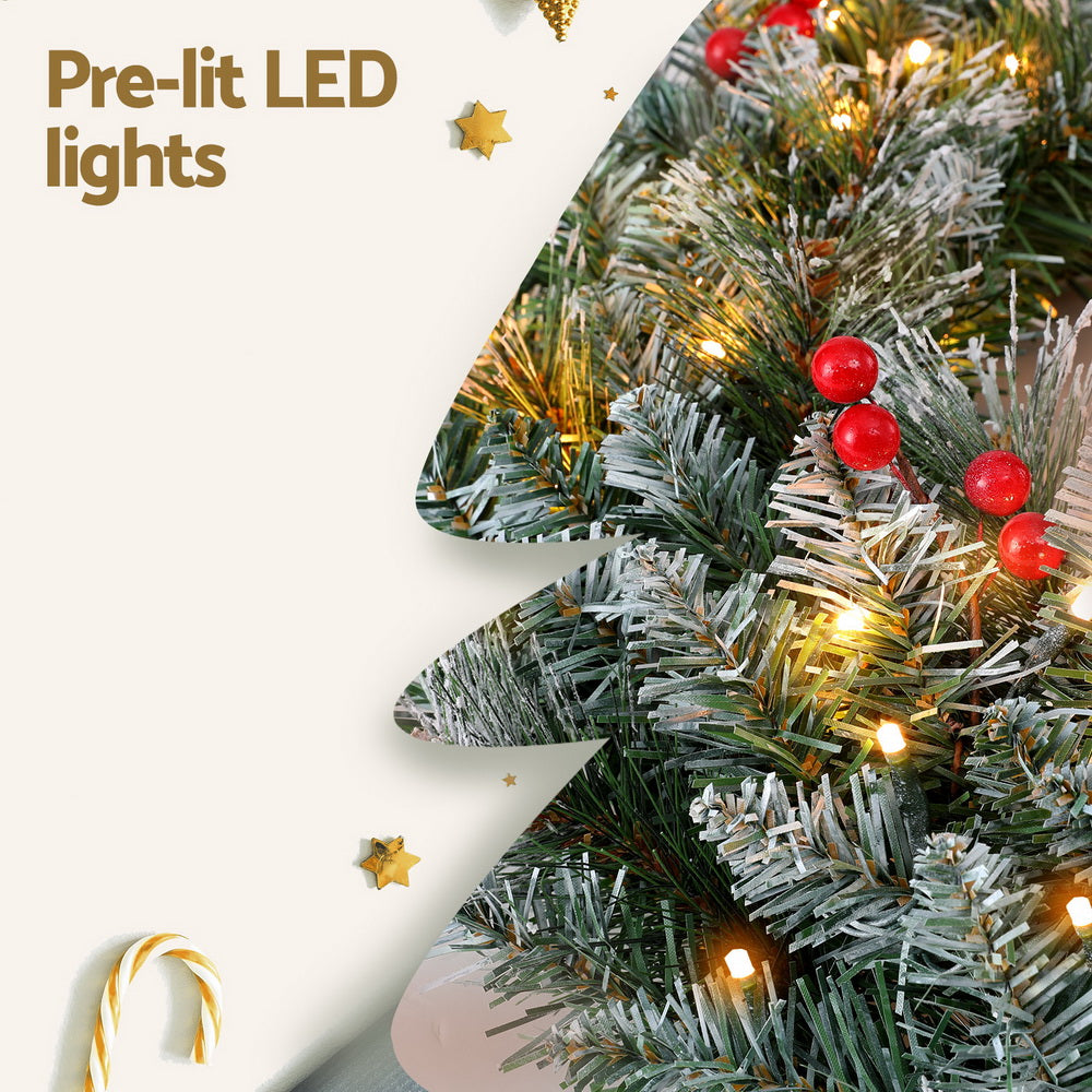 Jingle Jollys 60cm Christmas Wreath LED Lights Snowy Berries Garland Party Decor - SuperSaverAU - view 6