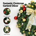 Jingle Jollys Christmas Wreath 60CM LED Garland Berries Bow Baubles Xmas Decor - SuperSaverAU - view 4