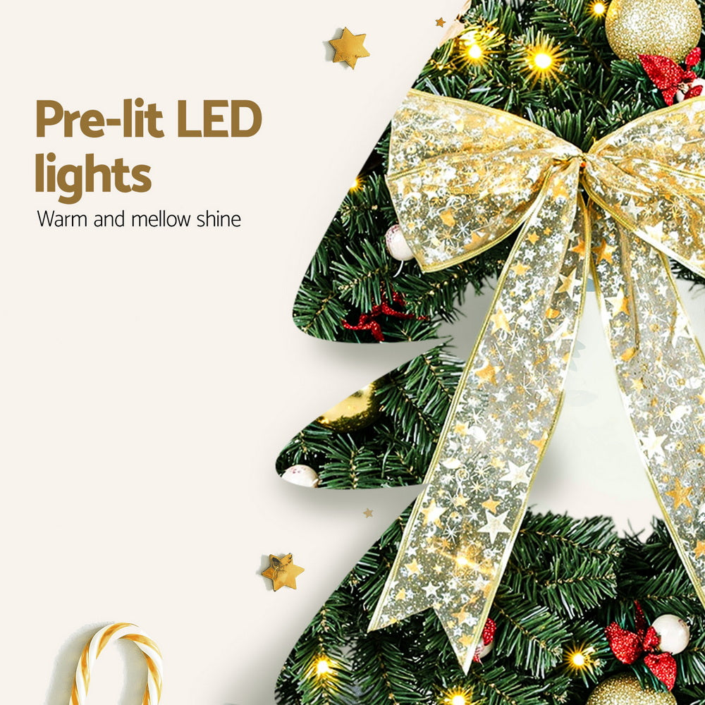 Jingle Jollys Christmas Wreath 60CM LED Garland Berries Bow Baubles Xmas Decor - SuperSaverAU - view 6