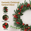 Jingle Jollys Christmas Wreath 60CM LED Garland Berries Pine Cones Party Decor - SuperSaverAU - view 3