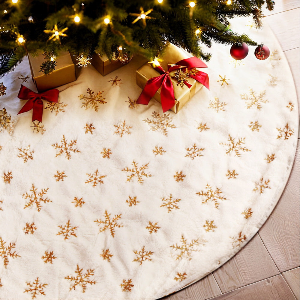Jingle Jollys Christmas Tree Skirt 120cm Snowflake Ornaments Xmas Decorations - SuperSaverAU - view 6