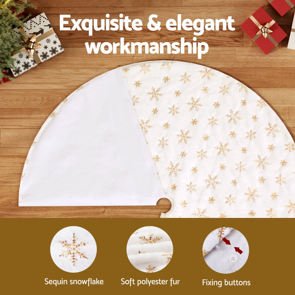 Jingle Jollys Christmas Tree Skirt 90cm Snowflake Ornaments Xmas Decorations - SuperSaverAU - view 3