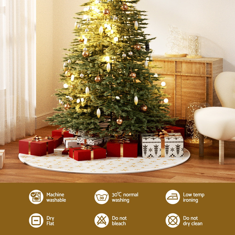 Jingle Jollys Christmas Tree Skirt 90cm Snowflake Ornaments Xmas Decorations - SuperSaverAU - view 5