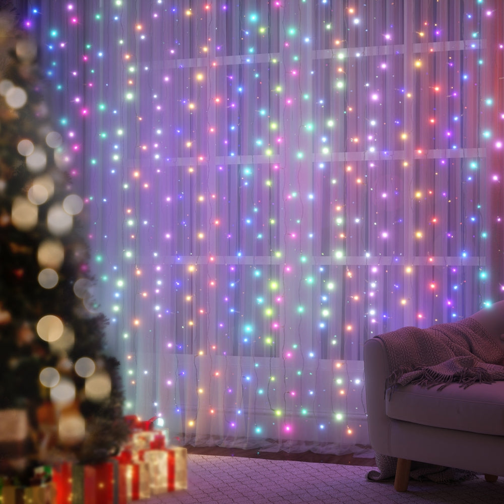 3X6M Christmas Lights Curtain Light 960 LED RGB Remote Jingle Jollys - SuperSaverAU - view 7