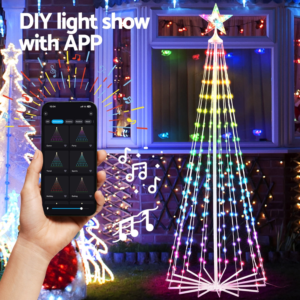 1.8M Christmas Tree 265 LED RGB Fairy Lights Jingle Jollys - SuperSaverAU - view 6