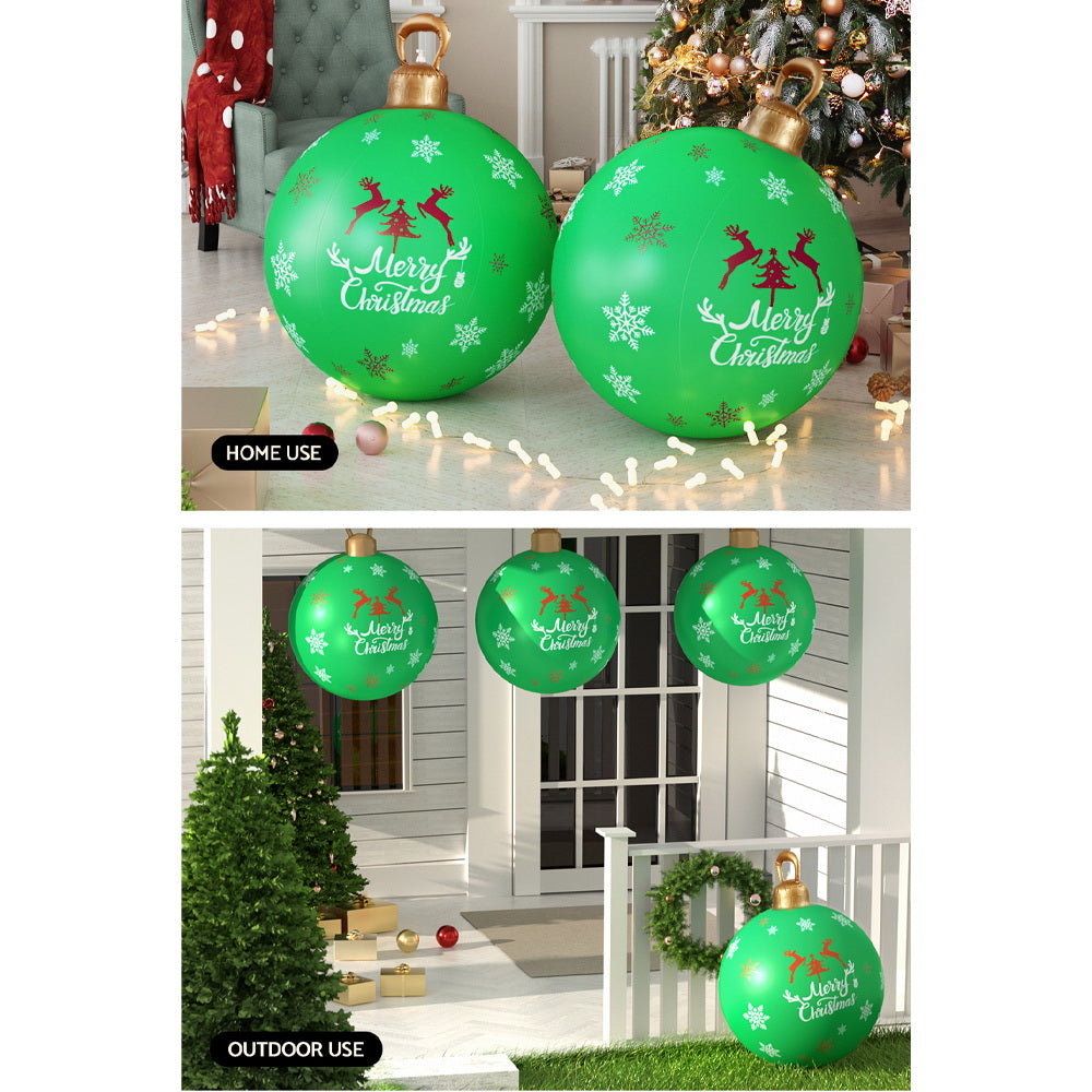 Jingle Jollys Christmas Inflatable Ball Bauble 60cm Outdoor Decoration Green - SuperSaverAU - view 7