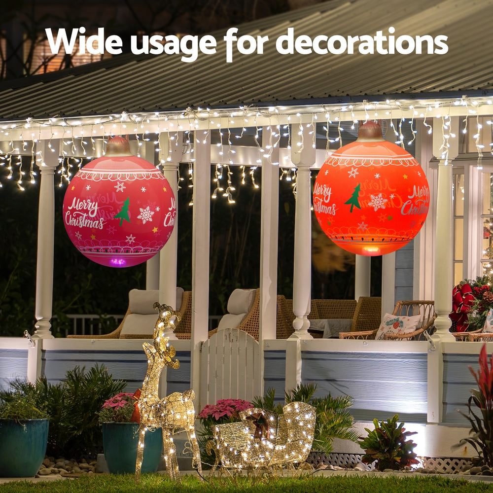 Jingle Jollys Christmas Inflatable Ball 60cm Led Illuminated Xmas Decoration Red - SuperSaverAU - view 5