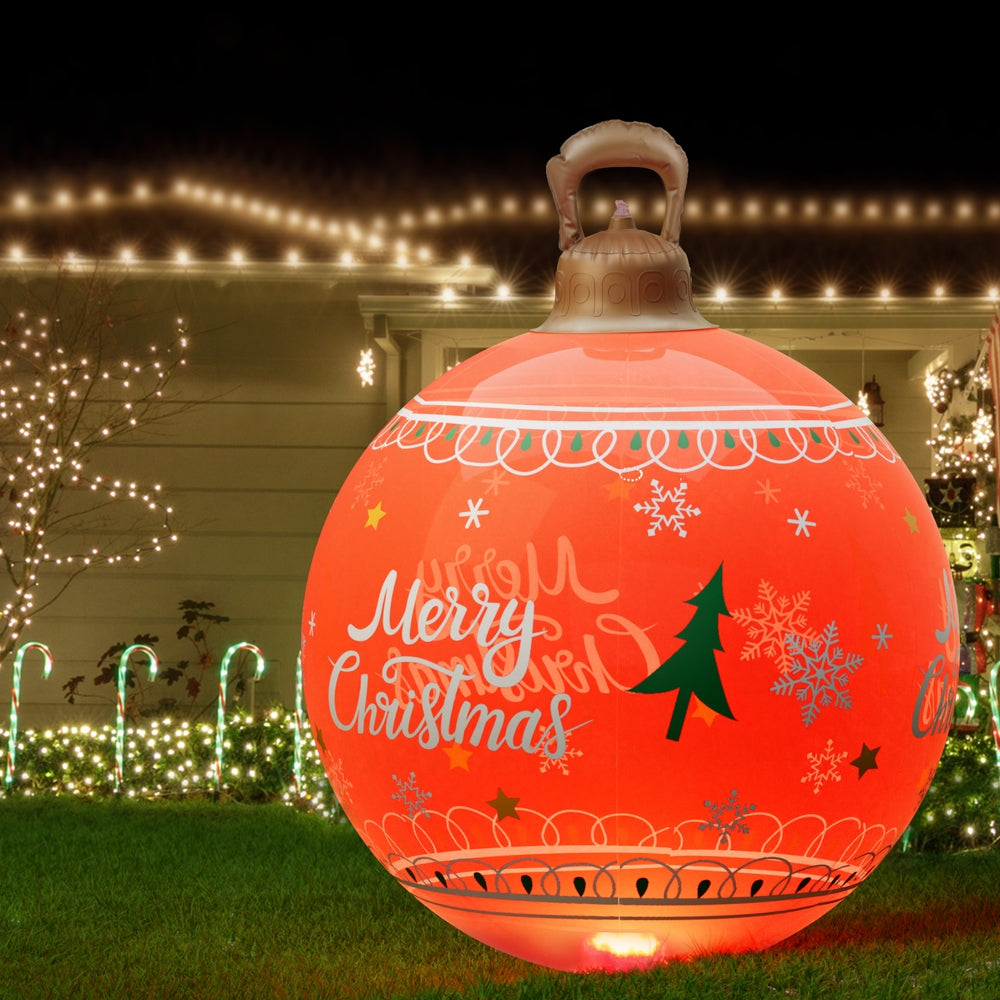 Jingle Jollys Christmas Inflatable Ball 60cm Led Illuminated Xmas Decoration Red - SuperSaverAU - view 7