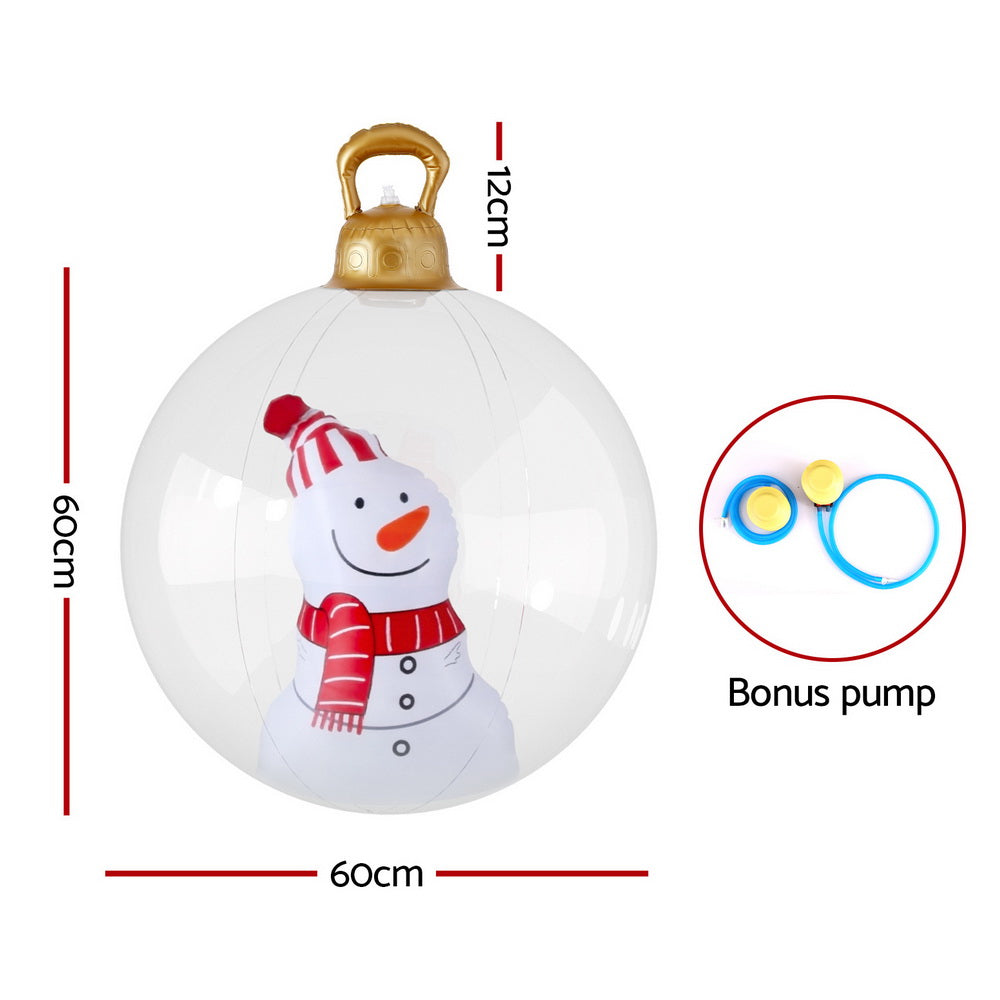 Jingle Jollys Christmas Inflatable Ball 60cm Snowman Decoration Giant Bauble - SuperSaverAU - view 2