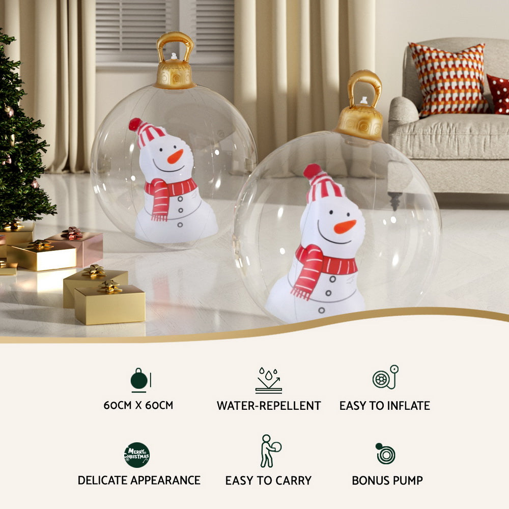Jingle Jollys Christmas Inflatable Ball 60cm Snowman Decoration Giant Bauble - SuperSaverAU - view 4