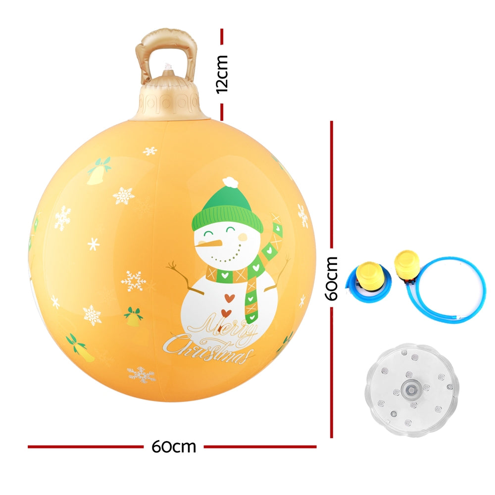 Jingle Jollys Christmas Inflatable Ball 60cm Led Illuminated Snowman Xmas Decor - SuperSaverAU - view 2
