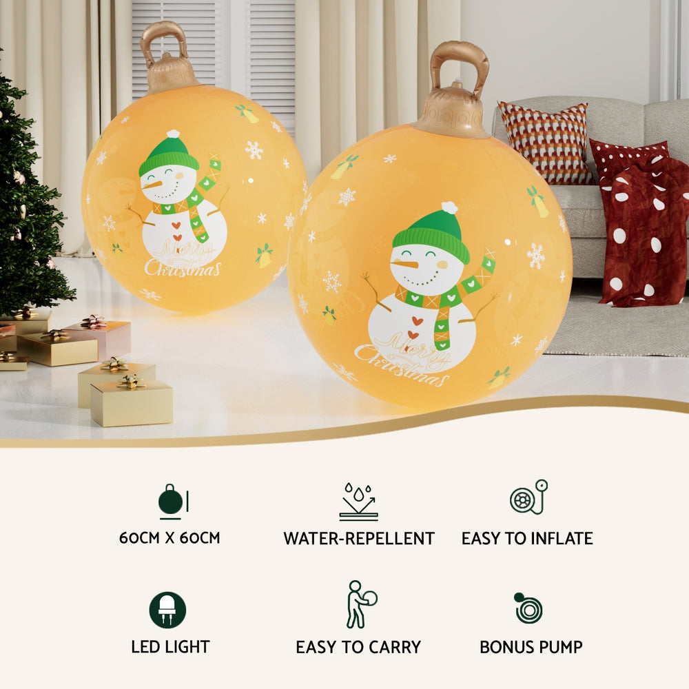 Jingle Jollys Christmas Inflatable Ball 60cm Led Illuminated Snowman Xmas Decor - SuperSaverAU - view 4