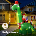 Jingle Jollys Christmas Inflatable Santa Dinosaur 3.8M Illuminated Decorations - SuperSaverAU - view 3