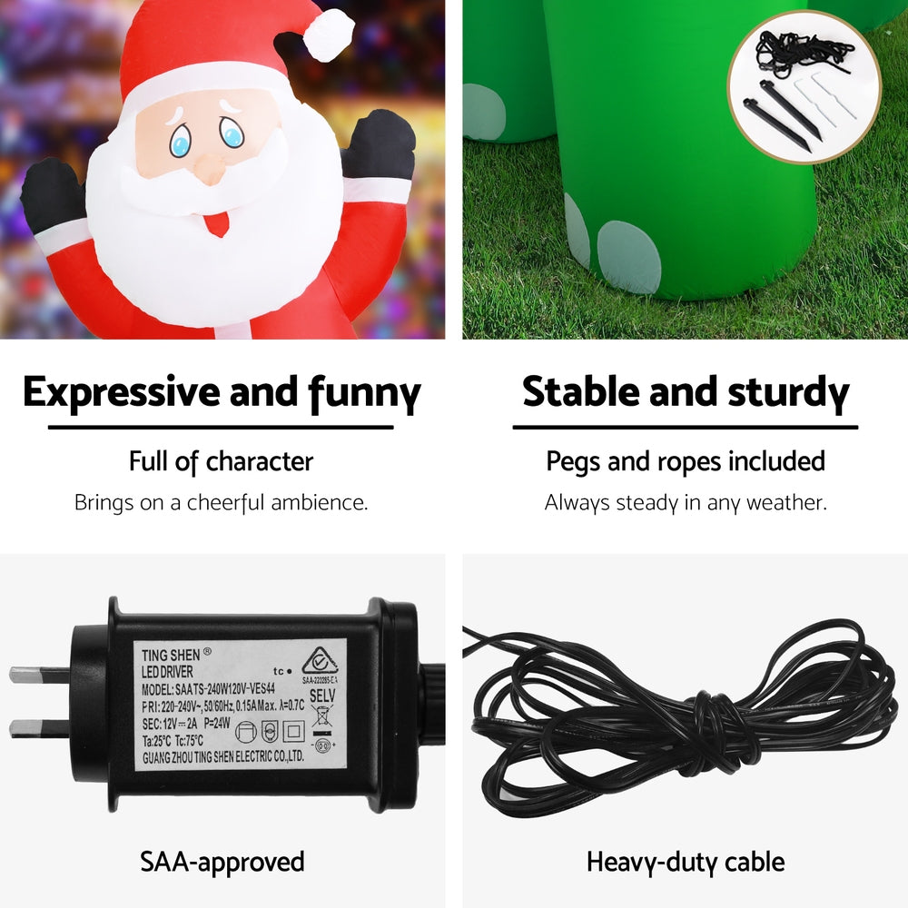 Jingle Jollys Christmas Inflatable Santa Dinosaur 3.8M Illuminated Decorations - SuperSaverAU - view 5