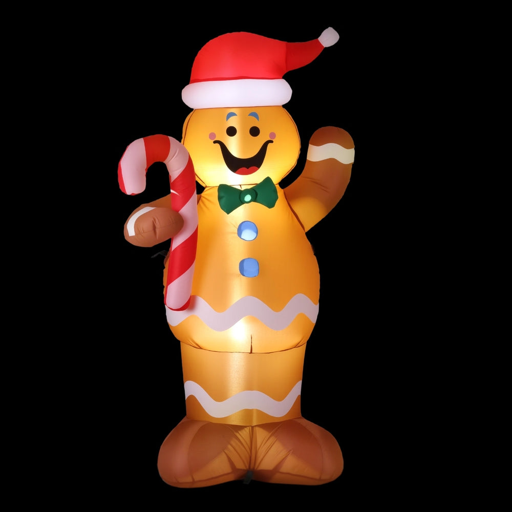Jingle Jollys Christmas Inflatable Gingerbread Man 1.5M Height LED Decorations Illuminated - SuperSaverAU - view 4