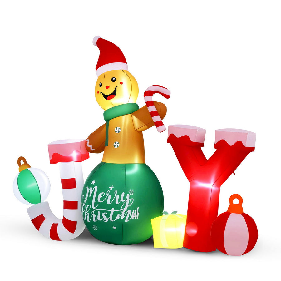 Jingle Jollys Christmas Inflatable Gingerman Joy 3M Long Outdoor Decorations Illuminated - SuperSaverAU - view 1