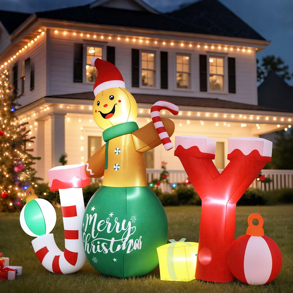 Jingle Jollys Christmas Inflatable Gingerman Joy 3M Long Outdoor Decorations Illuminated - SuperSaverAU - view 7