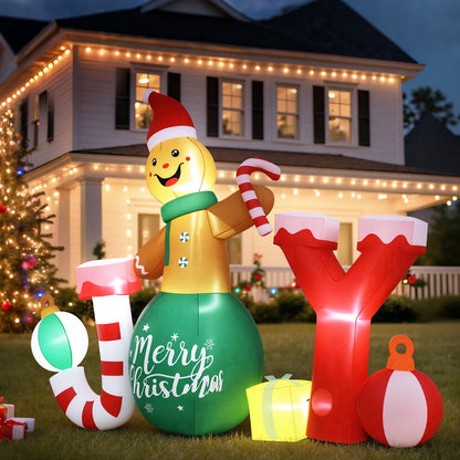 Jingle Jollys Christmas Inflatable Gingerman Joy 3M Long Outdoor Decorations Illuminated