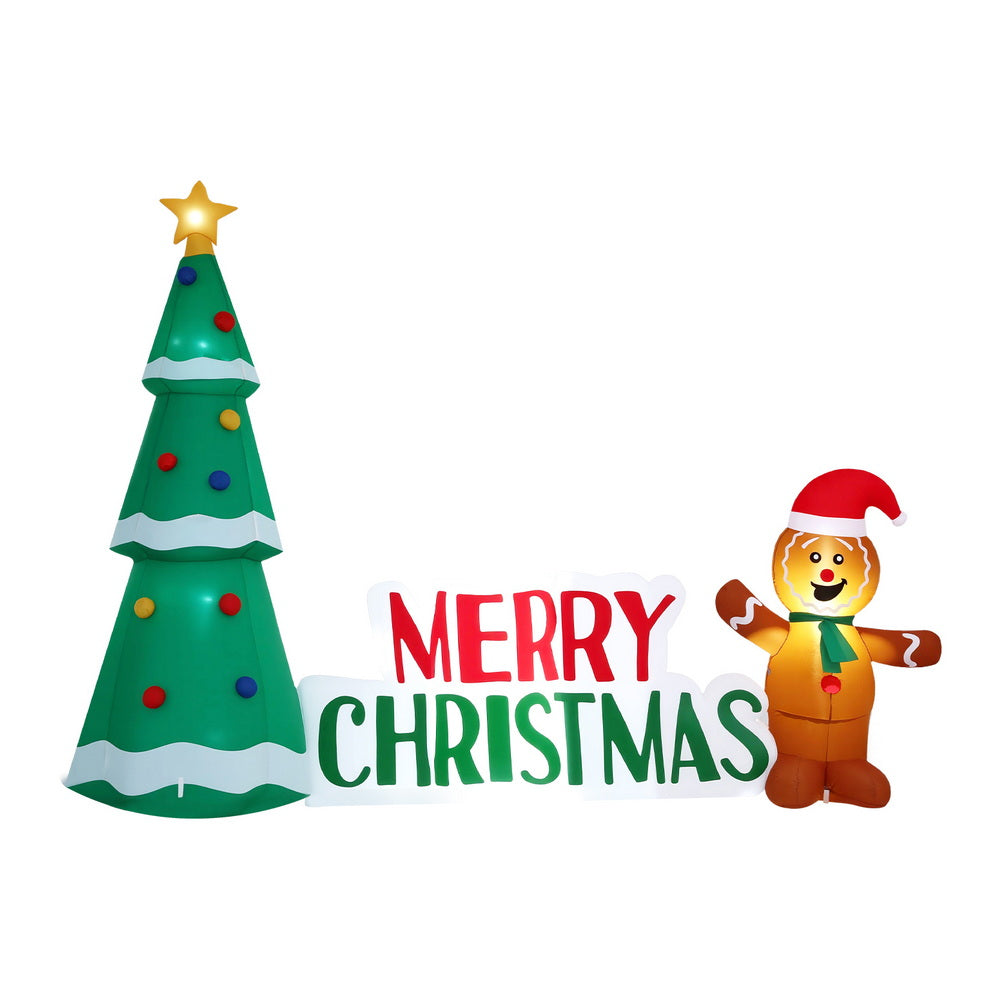 Jingle Jollys Christmas Inflatable Gingerbread Man Tree LED Illuminated Decorations - SuperSaverAU - view 1