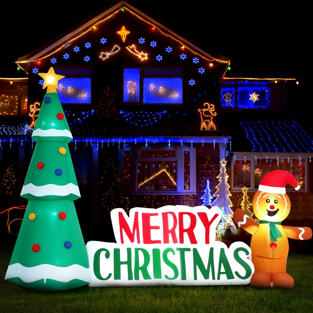 Jingle Jollys Christmas Inflatable Gingerbread Man Tree LED Illuminated Decorations - SuperSaverAU - view 5