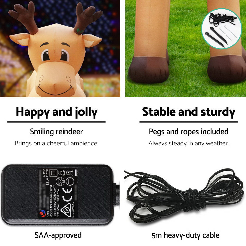 Jingle Jollys Christmas Inflatable Reindeer 5M Illuminated Decorations - SuperSaverAU - view 7