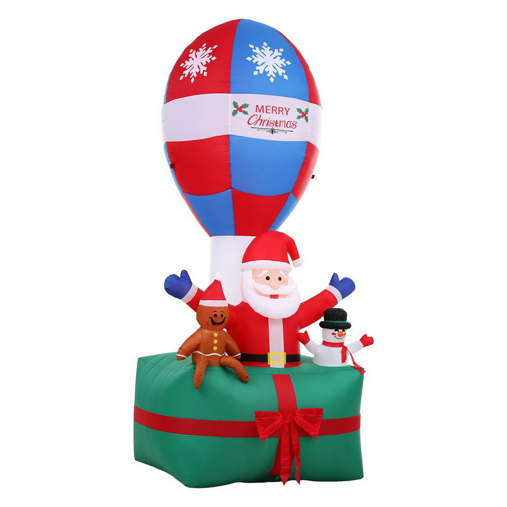 Jingle Jollys Christmas Inflatable Santa in Ballon 2.8M Height LED Decorations Illuminated
