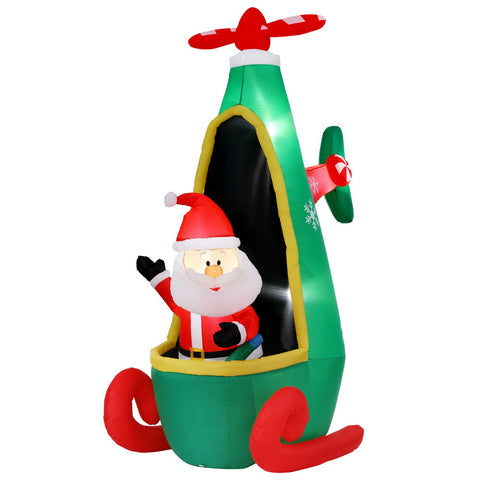 Jingle Jollys Christmas Inflatable Santa in Helicopter 2.55M Height LED Illuminated Decorations - SuperSaverAU - view 1
