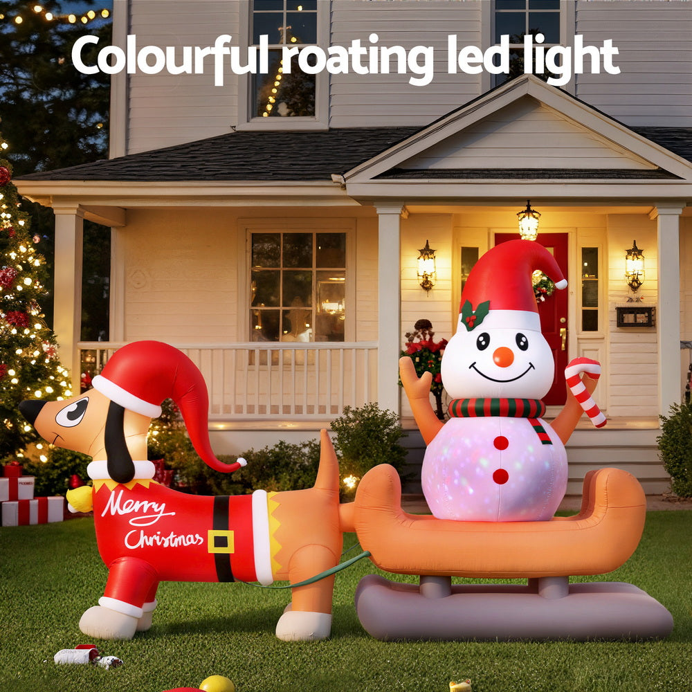 Jingle Jollys Christmas Inflatable Snowman Dog 4.2M Tall Outdoor Decorations Illuminated - SuperSaverAU - view 3