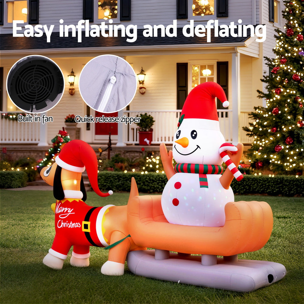 Jingle Jollys Christmas Inflatable Snowman Dog 4.2M Tall Outdoor Decorations Illuminated - SuperSaverAU - view 4
