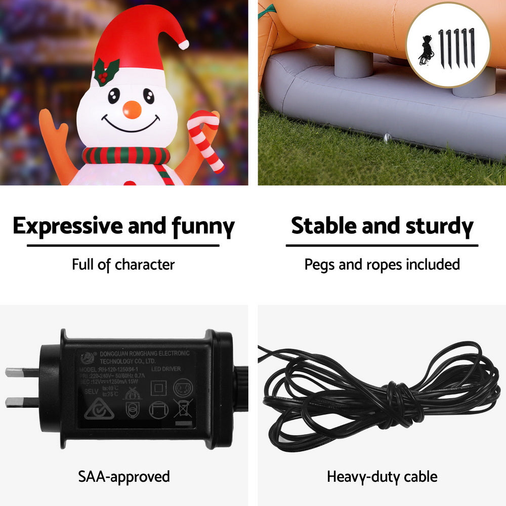 Jingle Jollys Christmas Inflatable Snowman Dog 4.2M Tall Outdoor Decorations Illuminated - SuperSaverAU - view 5