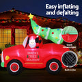 Jingle Jollys Christmas Inflatable Santa Truck 1.6M Height LED Decorations Illuminated - SuperSaverAU - view 4