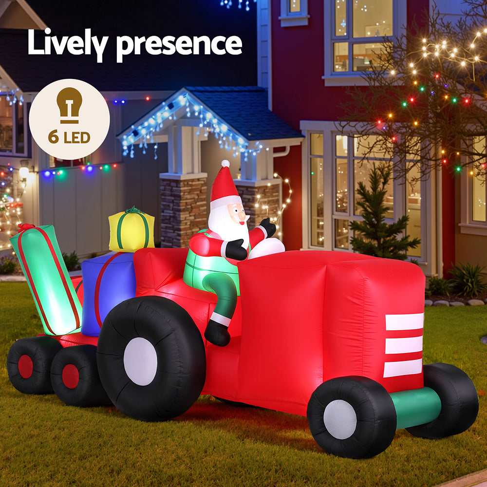Jingle Jollys Christmas Inflatable Santa Truck 2.6M Length LED Decorations Illuminated - SuperSaverAU - view 4
