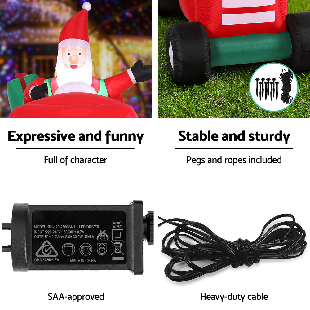 Jingle Jollys Christmas Inflatable Santa Truck 2.6M Length LED Decorations Illuminated - SuperSaverAU - view 6