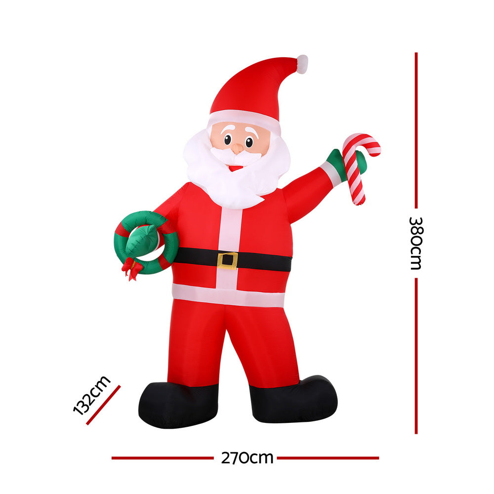 Jingle Jollys Christmas Inflatable Giant Santa 3.8M Height LED Illuminated Decorations - SuperSaverAU - view 2