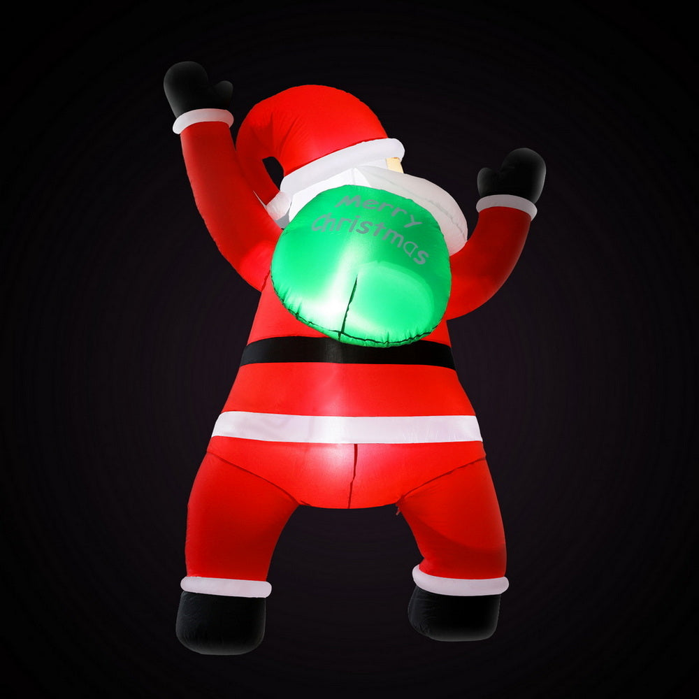 Jingle Jollys Christmas Inflatable Santa Climbing LED Illuminated Decorations 1.9M - SuperSaverAU - view 2