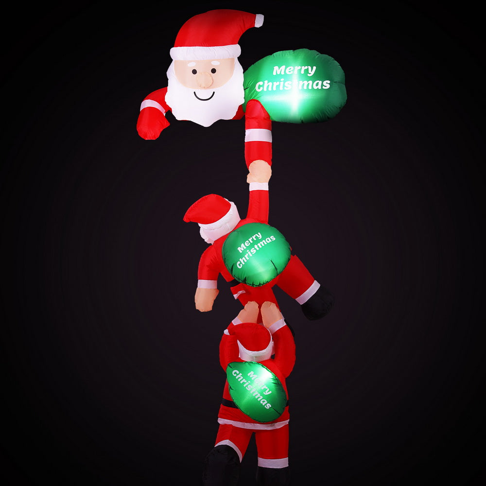 Jingle Jollys Christmas Inflatable Climbing Santa 2.5M Height LED Decorations Illuminated - SuperSaverAU - view 3