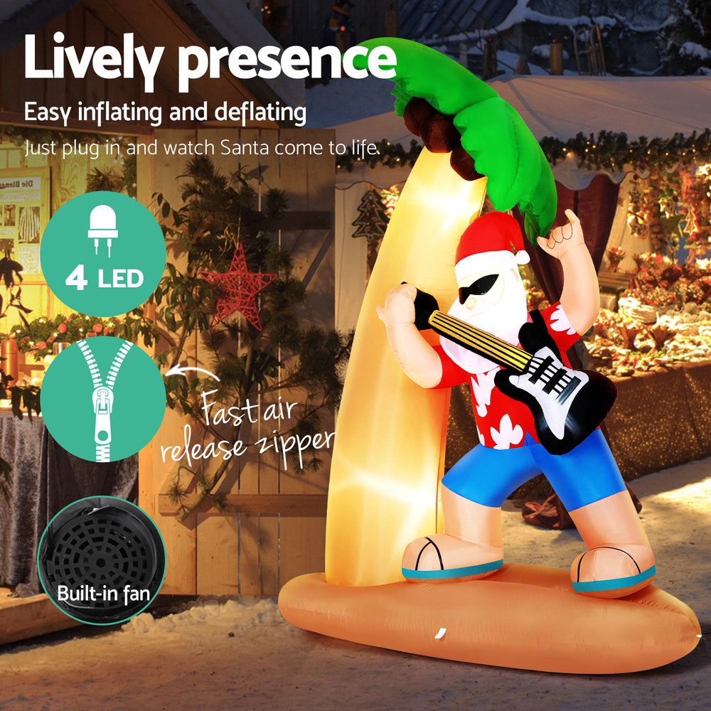 Jingle Jollys Christmas Inflatable Santa Guitar 2.1M Led Illuminated Decorations - SuperSaverAU - view 3