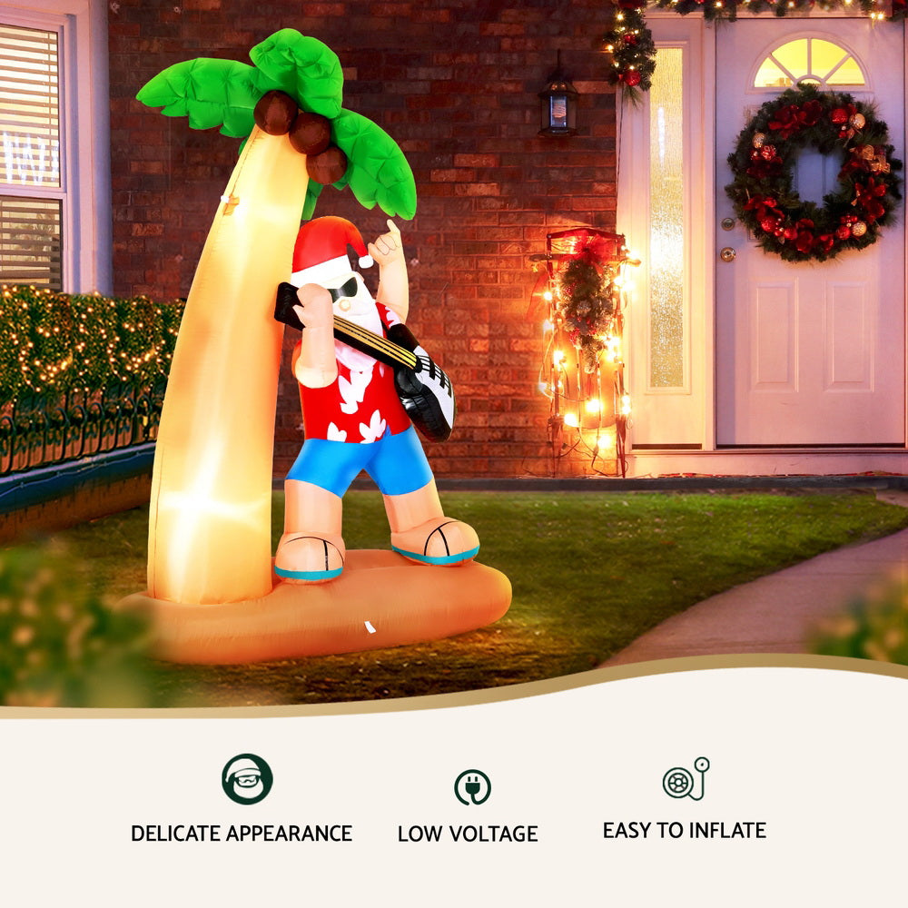 Jingle Jollys Christmas Inflatable Santa Guitar 2.1M Led Illuminated Decorations - SuperSaverAU - view 4