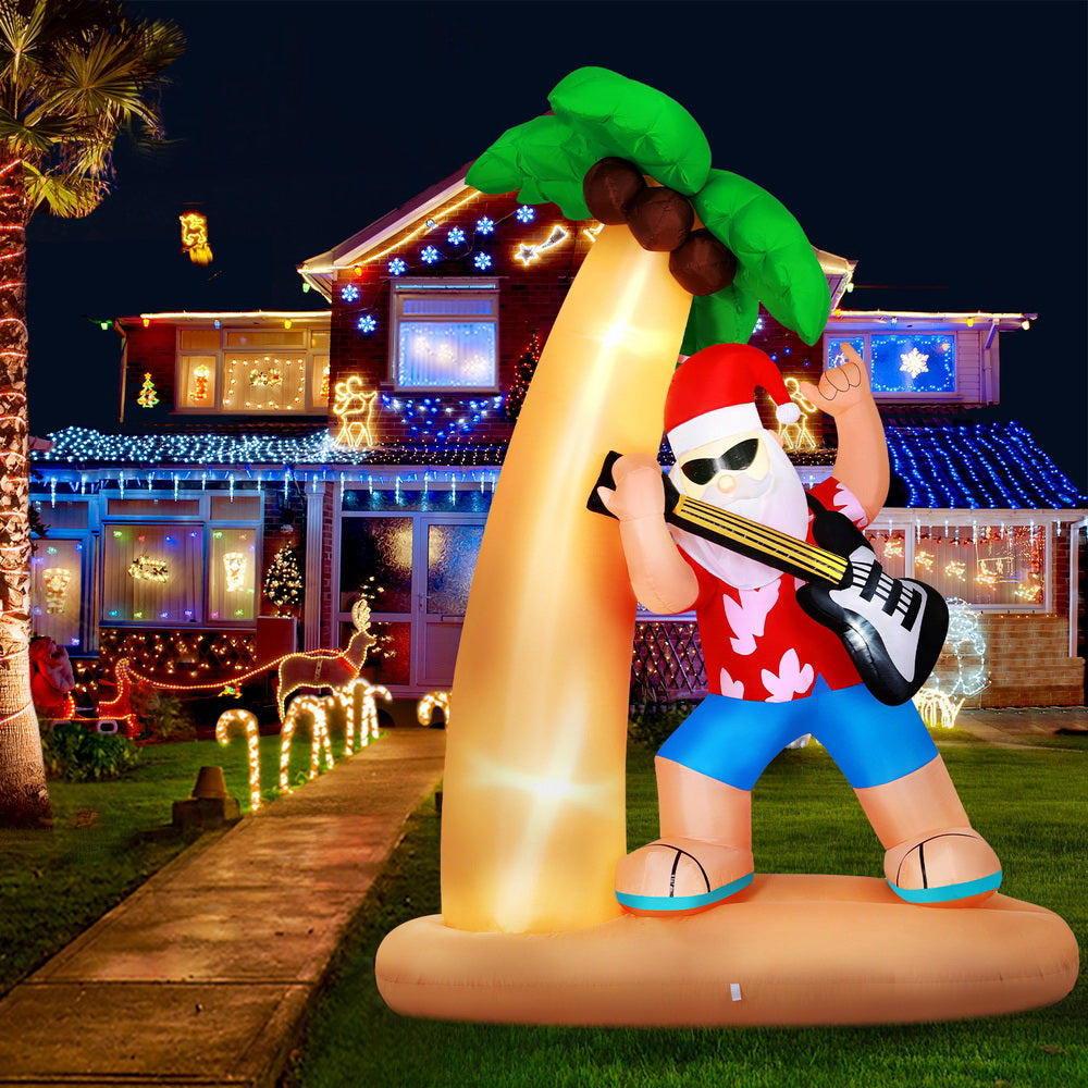 Jingle Jollys Christmas Inflatable Santa Guitar 2.1M Led Illuminated Decorations - SuperSaverAU - view 6