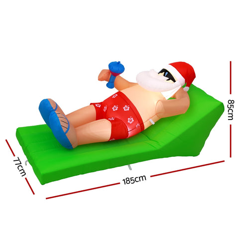 Jingle Jollys Christmas Inflatable Santa Bench 1.8M LED Illuminated Decorations - SuperSaverAU - view 2