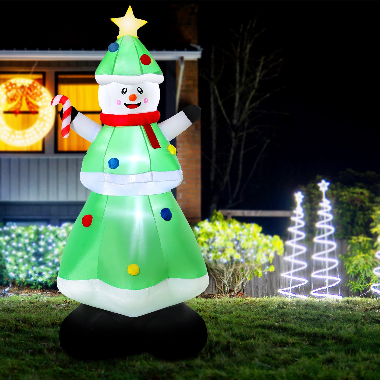 Jingle Jollys Christmas Inflatable Snowman Tree 2.75M Height LED Decorations Illuminated - SuperSaverAU - view 7